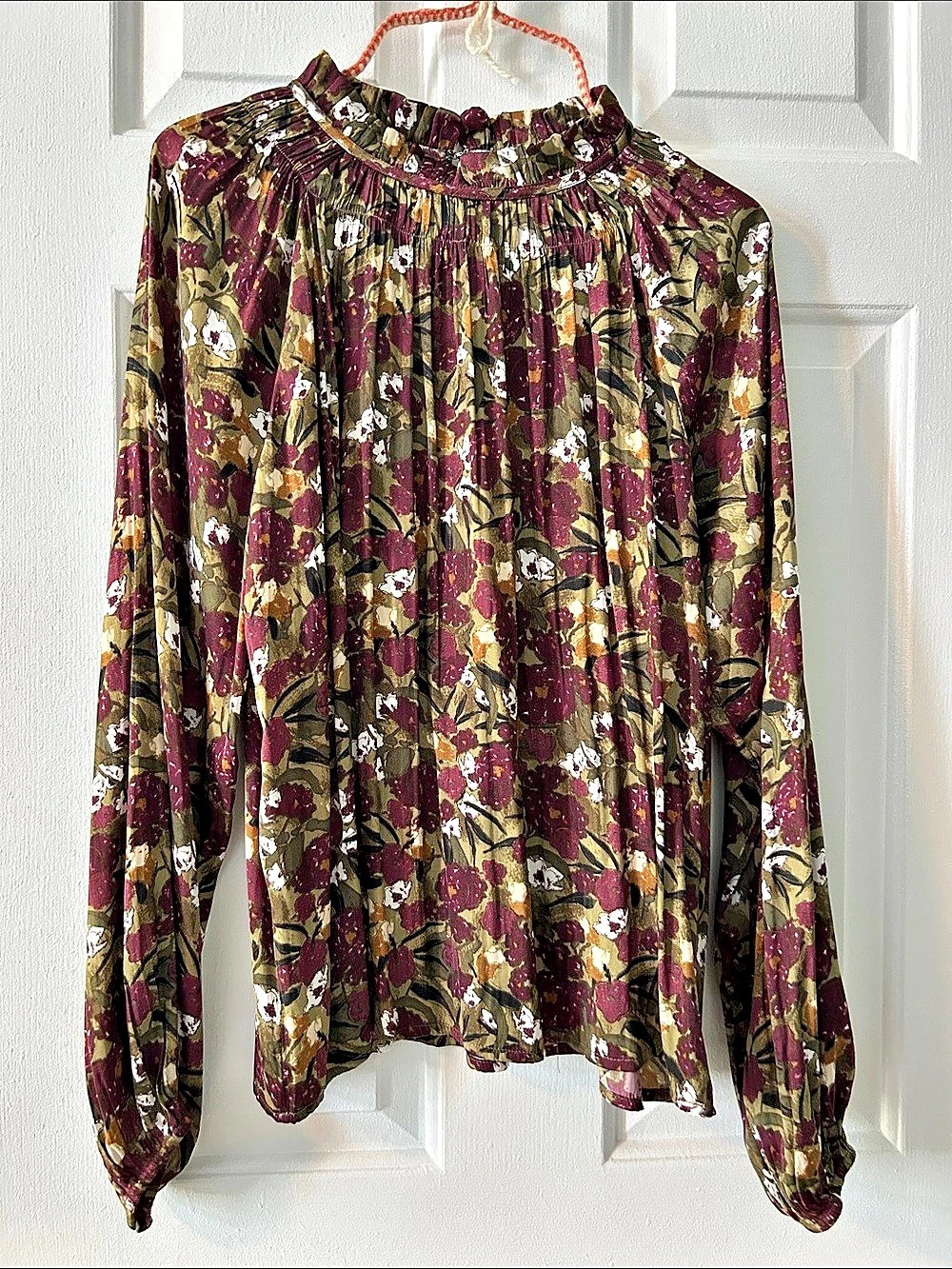 Grade & Gather Floral Blouse in Purple & Green Size Medium Like New